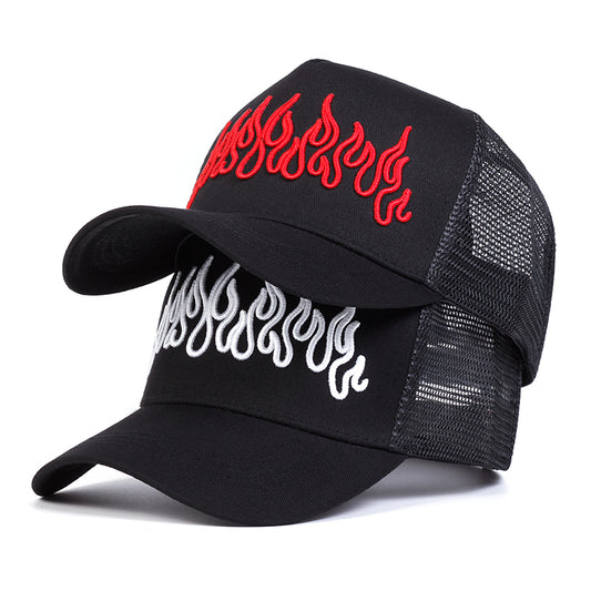 Flame- Embroidered Fitted Caps