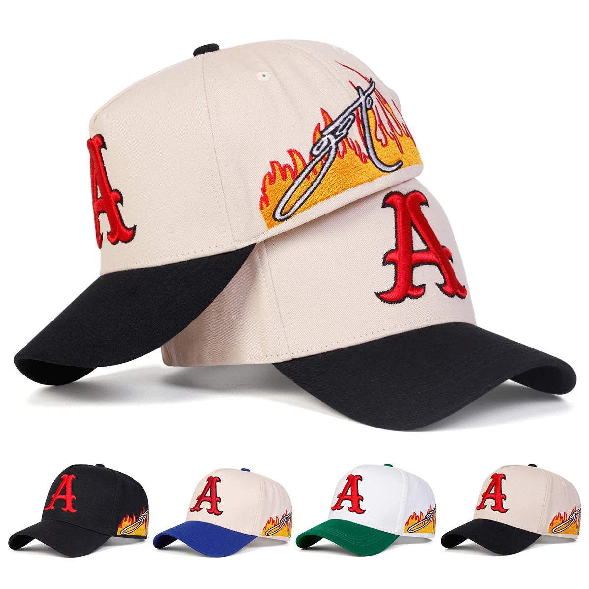 Embroidered Fitted Cap – Bold Letter ‘A’ Design