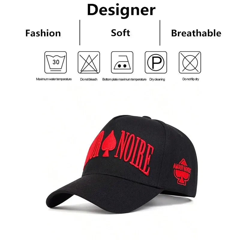 Amour Noire – Embroidered Fitted Cap