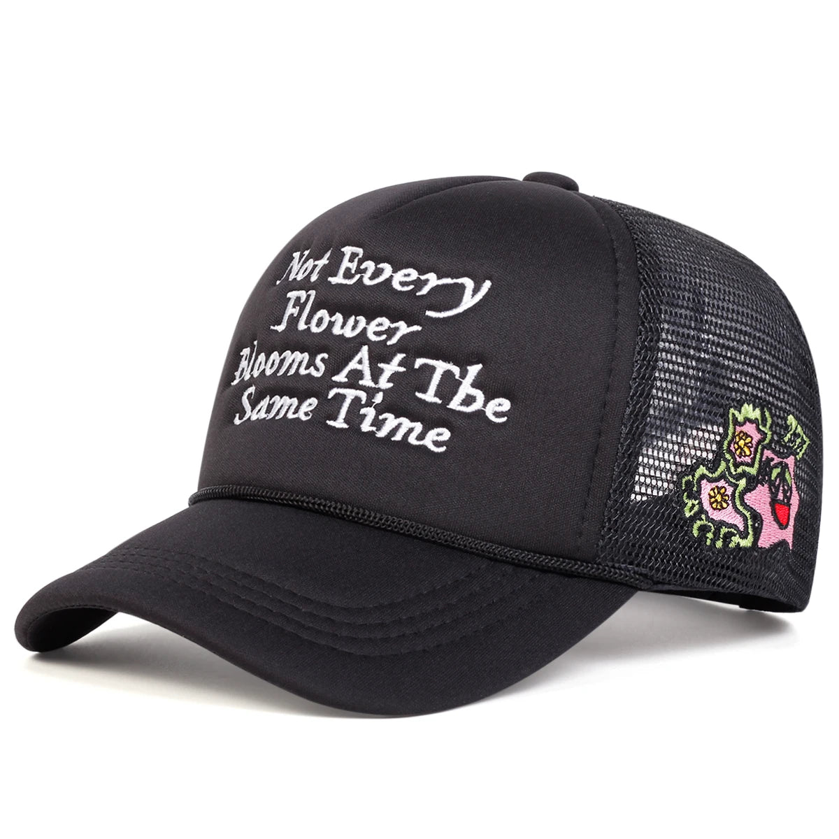 Blossoming Flowers – Embroidered Fitted Cap