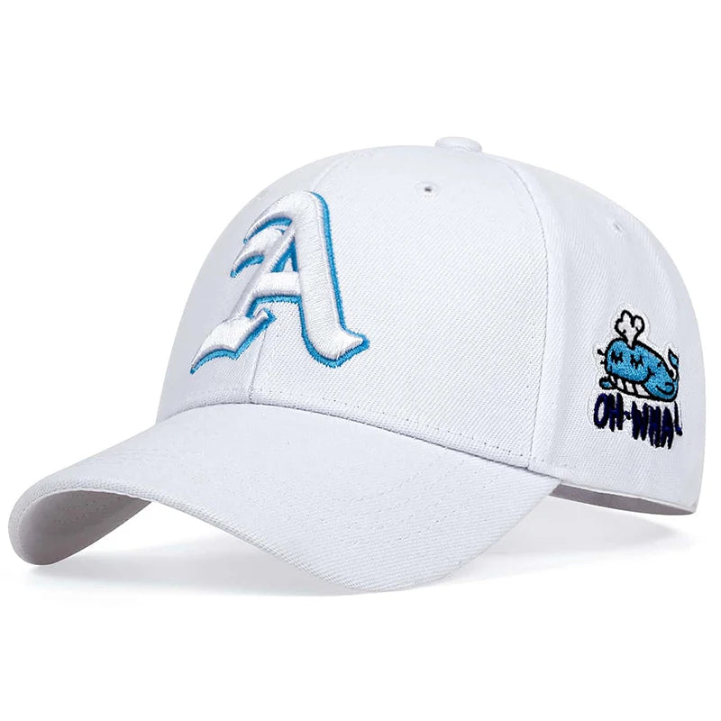 Oh-Whale Embroidered Fitted Cap – Playful Marine Design